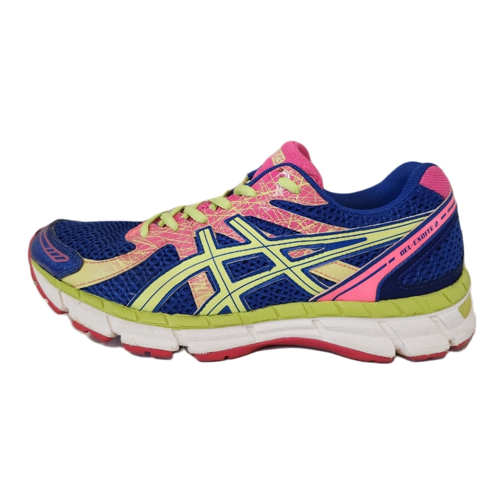 Asics Women's Gel Excite 2 Running Shoes, Blue/Pink/Yellow, Size: 9.5